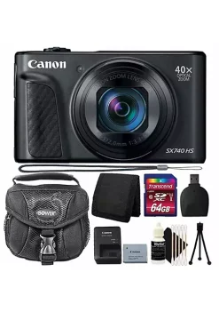 Budget 👏 Canon Powershot Sx740 Hs Digital Camera (black) + 64gb Memory Card + Wallet + Reader + Case + 3pc Cleaning Kit + Mini Tripod 😍 -Outlet Canon Store Belk 1017