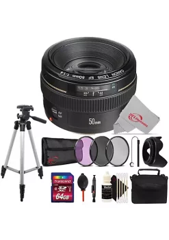 Cheapest 🛒 Canon Ef 50mm F/1.4 To F/22 Usm Ef-mount Lens/full-frame Format Lens With Filter Kit + Accessory Bundle ⌛