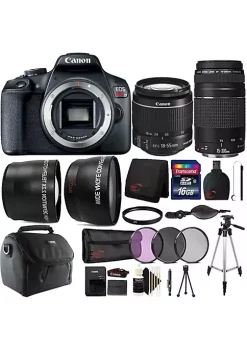 Wholesale 👏 Canon Eos Rebel T7 Dslr Camera + 18-55mm Lens + 75-300mm Lens + 58mm Uv Filter + Filter Kit + Telephoto&wide Angle Lens + 16gb Memory Card + Wallet + Reader + Grip Strap + Case + Lens Pen + Cap Holder + Cleaning Kit + Tall & Mini Tripod 😍