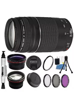 Outlet 🎉 Canon Ef 75-300mm Iii Telephoto Zoom Lens Kit For Eos T5 T6 T6i 70d 80d 😀