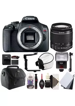 Coupon ✔️ Canon Eos Rebel T7 Dslr Camera + 18-55mm Lens + Vivitar Sf-4000 Bounce Slave Flash + Flash Diffuser + White Balance Grey Cards + Case + Flash Bracket + Rechargeable Aa Batteries + Lens Pen + Dust Blower + 3pc Cleaning Kit ❤️