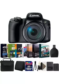 Promo 💯 Canon Powershot Sx70 Hs Digital Camera + 32gb Memory Card + Wallet + Reader + Photo Editor Bundle Software + Case + Mini Tripod + 3pc Cleaning Kit 🛒