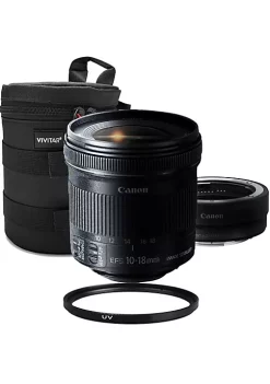 Deals ✨ Canon EF-S 10-18mm f/4.5-5.6 IS STM Lens + Canon Mount Adapter EF-EOS R + UV Filter + Lens Case ❤️