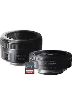 Best deal 🌟 Canon EF-S 24mm f/2.8 STM Lens + Canon EF 50mm f/1.8 STM Lens + 64GB Memory Card ⌛ -Outlet Canon Store Belk 1842