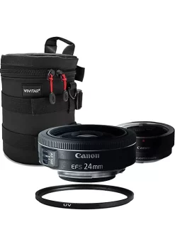 Cheapest 🥰 Canon EF-S 24mm f/2.8 STM Lens + Canon EF-EOS M Mount Adapter + UV Filter + Lens Case 🎁