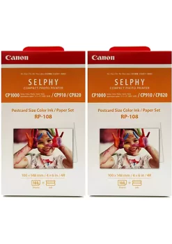 Outlet Canon Store 5 Best Sale โญ 2 Unit Canon RP-108 High-Capacity Color Ink/Paper Set for SELPHY CP910 Printer ๐ฅ