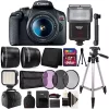 Cheapest 🛒 Canon Eos Rebel T7 Dslr Camera + 18-55mm Lens + 58mm Filter Kit + Telephoto + Wide Angle Lens + 64gb Memory Card + Wallet + Reader + Compact Light + Flash + Case + Tall Tripod + Cleaningkit + Mini Tripod ✔️ -Outlet Canon Store Belk 24