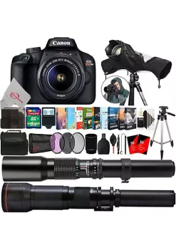 Best deal ✨ Canon Eos T100 18mp Dslr Camera + 18-55mm, 500mm & 650-1300mm Bundle 👍