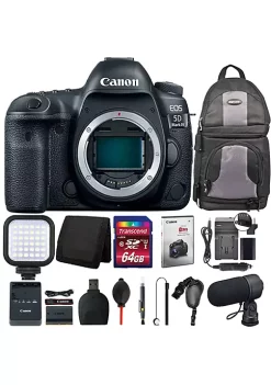 Buy 🛒 Canon Eos 5d Mark Iv Dslr Camera (body Only) + Lp-e6 Battery Replacement + Replacement Charger + Led Light + 64gb Memory Card + Micophone 503+ Wallet + Reader + Lens Cap + Dust Blower + Lens Pen + Grip Strap + 🎒 Backpack + Slr Driver 👍