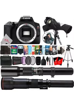 Best Sale 😉 Canon Eos Rebel Sl3 24.1 Dslr Camera Black With 18-55mm, 650-1300mm + 500mm Lens Accessory Kit 😉
