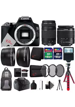 Cheap ❤️ Canon Eos 250d Rebel Sl3 24.1mp Dslr Camera + 18-55mm & 75-300mm Lenses + Bundle 😀
