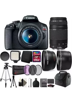 Deals 🎉 Canon Eos Rebel T7 Dslr Camera + 18-55mm Lens + 75-300mm + 58mm Filter Kit + Telephoto + Wide Angle Lens + 64gb Memory Card + Wallet + Reader + Compact Light + Case + Tall Tripod + Cleaningkit + Mini Tripod 😉 -Outlet Canon Store Belk 831
