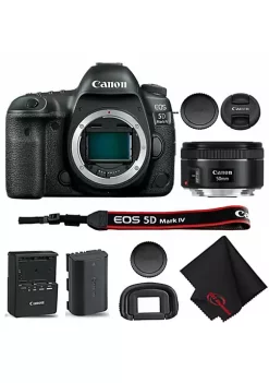 Coupon 😉 Canon Eos 5d Mark Iv Full Frame Wi-fi Dslr Camera Body With Ef 50mm F 1.8 Stm Lens And Cloth 🔥 -Outlet Canon Store Belk 90