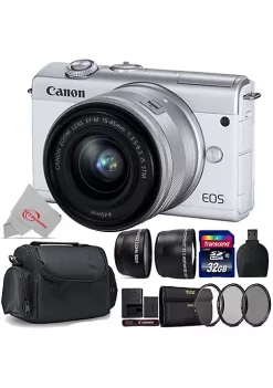 Buy 👍 Canon Eos M200 24.1mp Aps-c Mirrorless Digital Camera White With 15-45mm + Top Accessory Kit 🎉