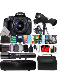 Budget 👏 Canon Eos T100 18mp Dslr Camera + 18-55mm & 500mm Lens Accessory Kit 🛒 -Outlet Canon Store Belk 999